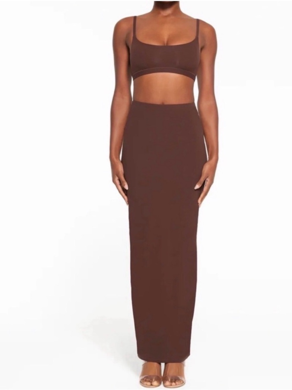 Women's SKIMS Maxi Skirt in Chocolate Brown NWT